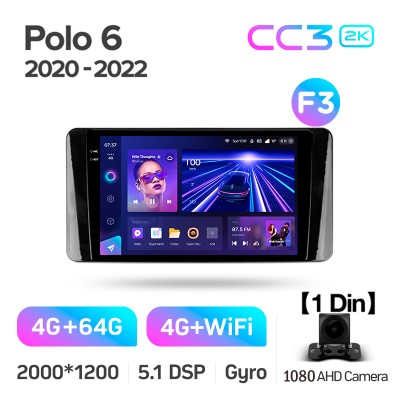 Штатна магнітола Teyes CC3 4+64 Gb Volkswagen Polo Mk6 VI 6 (F3) (1 Din) 2020-2022 10" 1din 2k