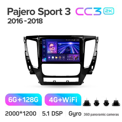 Штатна магнітола Teyes CC3 6+128 Gb з коловим оглядом 360° Mitsubishi Pajero Sport 3 2016-2018 9" 2k