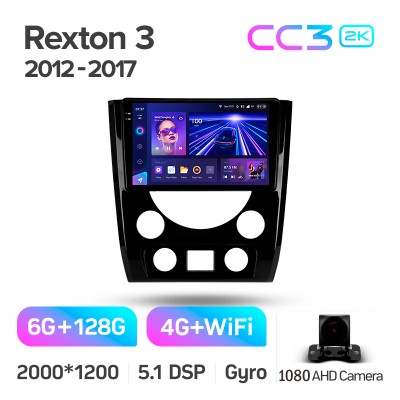 Штатна магнітола Teyes CC3 6+128 Gb SsangYong Rexton Y290 III 3 2012-2017 9" 2k