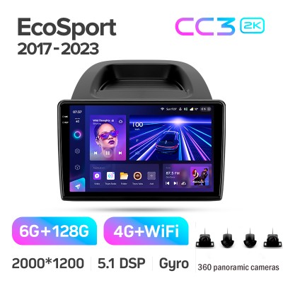 Штатна магнітола Teyes CC3 6+128 Gb з коловим оглядом 360° Ford EcoSport Eco Sport 2017-2023 10" 2k