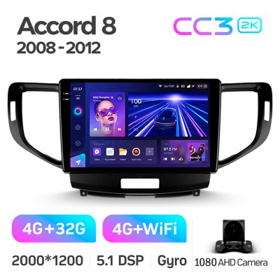 Штатна магнітола Teyes CC3 4+32 Gb Honda Accord 8 2008-2012 9" 2k