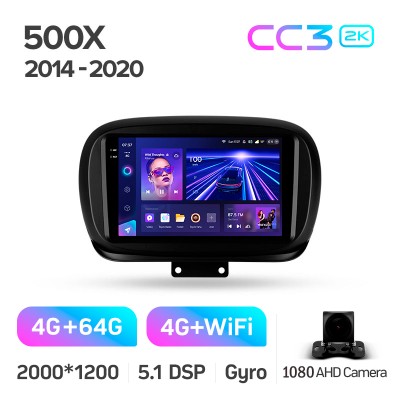 Штатна магнітола Teyes CC3 4+64 Gb Fiat 500X 2014-2020 9" 2k (L1)