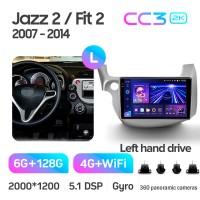 Штатна магнітола Teyes CC3 6+128 Gb з коловим оглядом 360° Honda Jazz 2 GG Fit 2 GE 2007 - 2014 10" 2k