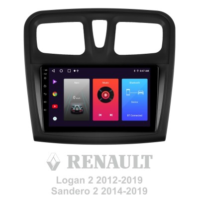 Штатна магнітола SIGMA F9216 ANDROID 10 2+32 Gb Renault Logan 2 2012-2022 Sandero 2 2013-2022 (F1) (A) 9"
