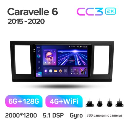 Штатна магнітола Teyes CC3 6+128 Gb з коловим оглядом 360° Volkswagen Caravelle 6 T6.1 T6 2015 - 2020 9" 2k (L1)