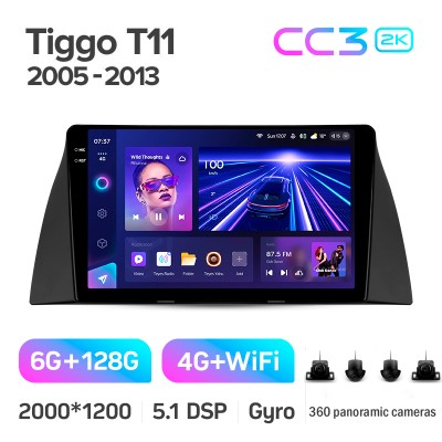 Штатна магнітола Teyes CC3 6+128 Gb з коловим оглядом 360° Chery Tiggo T11 1 2005 - 2013 9" 2k
