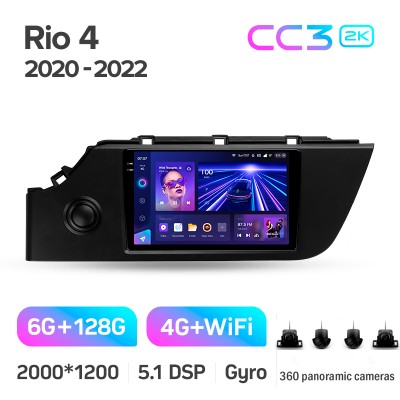 Штатна магнітола Teyes CC3 6+128 Gb з коловим оглядом 360° Kia Rio 4 IV FB 2020-2022 9" 2k
