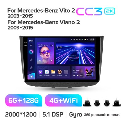 Штатна магнітола Teyes CC3 6+128 Gb з коловим оглядом 360° Mercedes-Benz Vito 2 Viano 2 W639 2003-2015 10" 2k