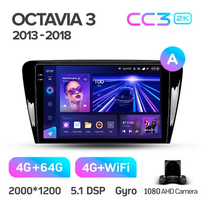 Штатна магнітола Teyes CC3 4+64 Gb Skoda Octavia 3 A7 2013-2018 (A) 10" 2k