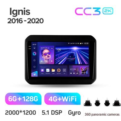 Штатна магнітола Teyes CC3 6+128 Gb з коловим оглядом 360° Suzuki Ignis 2016-2020 9" 2k