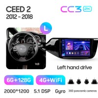 Штатна магнітола Teyes CC3 6+128 Gb з коловим оглядом 360° Kia CEED Cee'd 2 JD 2012-2018 9" 2k