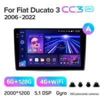 Штатна магнітола Teyes CC3 6+128 Gb з коловим оглядом 360° Fiat Ducato 3 For Peugeot Boxer 2 For Citroen Jumper 2 2006-2022 (A) 9" 2k