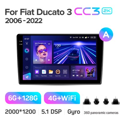 Штатна магнітола Teyes CC3 6+128 Gb з коловим оглядом 360° Fiat Ducato 3 For Peugeot Boxer 2 For Citroen Jumper 2 2006-2022 (A) 9" 2k