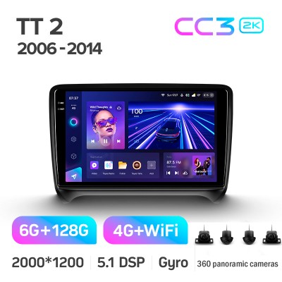 Штатна магнітола Teyes CC3 6+128 Gb з коловим оглядом 360° Audi TT 2 8J 2006-2014 9" 2k
