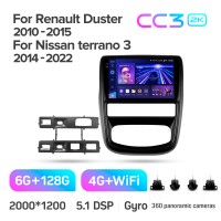 Штатна магнітола Teyes CC3 6+128 Gb з коловим оглядом 360° Renault Duster 1 2010-2015 For Nissan terrano 3 2014-2022 9" 2k