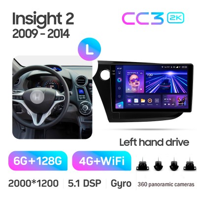 Штатна магнітола Teyes CC3 6+128 Gb з коловим оглядом 360° Honda Insight 2 LHD 2009-2014 9" 2k