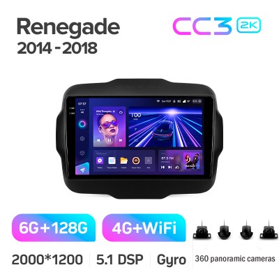 Штатна магнітола Teyes CC3 6+128 Gb з коловим оглядом 360° Jeep Renegade 2014-2018 9" 2k