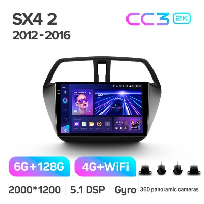 Штатна магнітола Teyes CC3 6+128 Gb з коловим оглядом 360° Suzuki SX4 2 S-Cross 2012-2016 9" 2k