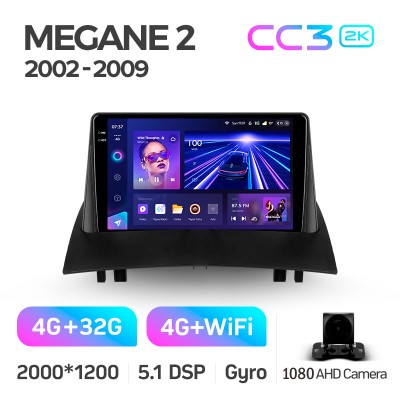 Штатна магнітола Teyes CC3 4+32 Gb Renault Megane 2 2002-2009 9" 2k