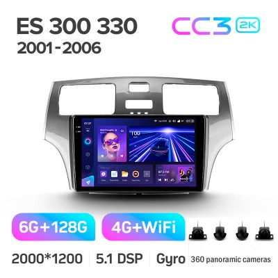 Штатна магнітола Teyes CC3 6+128 Gb з коловим оглядом 360° Lexus ES300 ES 300 ES330 XV30 ES 330 2001-2006 9" 2k (L2)