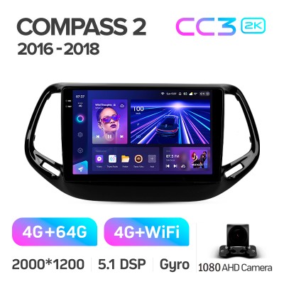 Штатна магнітола Teyes CC3 4+64 Gb Jeep Compass 2 MP 2016-2018 10" 2k