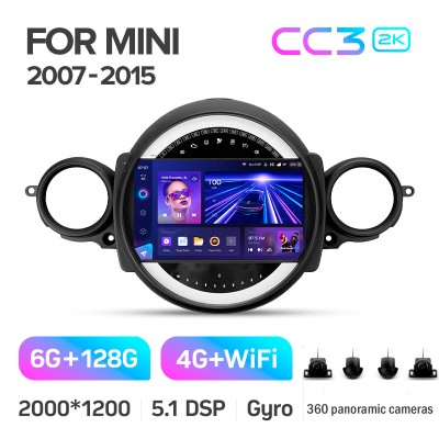Штатна магнітола Teyes CC3 6+128 Gb з коловим оглядом 360° BMW Mini (F1) 2007-2015 9" 2k (L2)