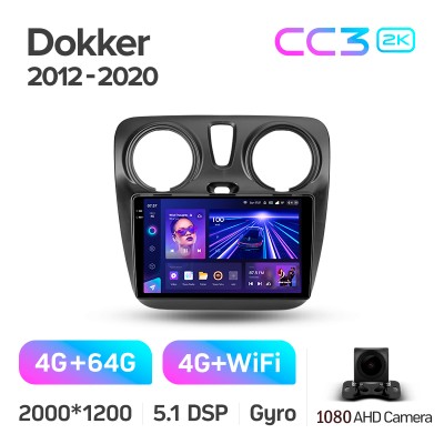 Штатна магнітола Teyes CC3 4+64 Gb Renault Dokker 2012-2020 9" 2k