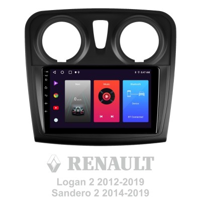 Штатна магнітола SIGMA F9216 ANDROID 10 2+32 Gb Renault Logan 2 2012-2022 Sandero 2 2013-2022 (F2) (A) 9"