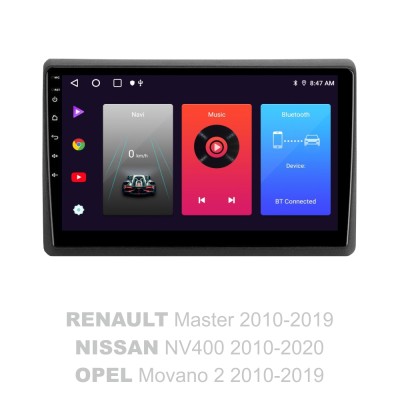 Штатна магнітола SIGMA F10216 ANDROID 10 2+32 Gb Renault Master 2010-2019 For Nissan NV400 2010-2020 For Opel Movano 2 2010-2019 (F1) 10"