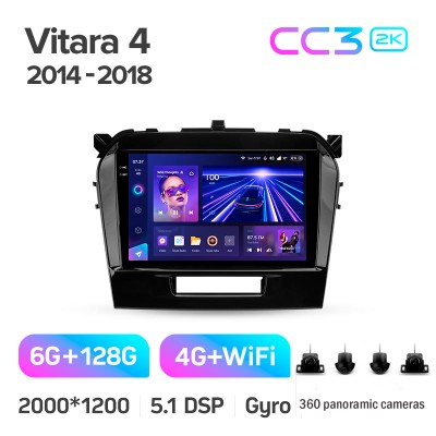 Штатна магнітола Teyes CC3 6+128 Gb з коловим оглядом 360° Suzuki Vitara 4 2014-2018 9" 2k