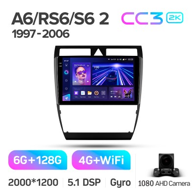 Штатна магнітола Teyes CC3 6+128 Gb Audi A6 2 1997-2004 S6 2 1999-2004 RS6 1 2002-2006 9" 2k