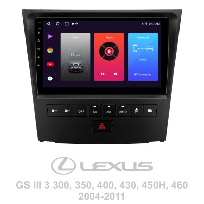 Штатна магнітола SIGMA F9216 ANDROID 10 2+32 Gb Lexus GS300 S190 GS350 GS400 GS430 GS450h GS460 GS 300 III 3 350 400 430 450h 460 2004-2011 9" (L3)