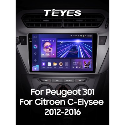 Штатна магнітола Teyes CC3 4+64 Gb Peugeot 301 For Citroen C-Elysee CElysee (1 Din) 2012-2016 (F2) 9" 1din 2k