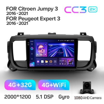 Штатна магнітола Teyes CC3 4+32 Gb Citroen Jumpy III 3 SpaceTourer 1 / Peugeot Expert III 3 2016-2021 9" 2k (L1)