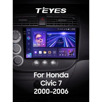 Штатна магнітола Teyes CC3 6+128 Gb з коловим оглядом 360° Honda Civic 7 2000-2006 9" 2k