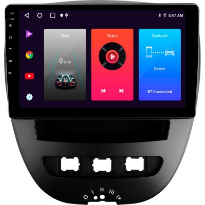 Штатна магнітола SIGMA F10216 ANDROID 10 2+32 Gb Peugeot 107 Toyota Aygo 2005-2014 10"