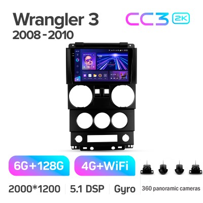 Штатна магнітола Teyes CC3 6+128 Gb з коловим оглядом 360° Jeep Wrangler 3 JK (F1) 2008-2010 9" 2k (L1)