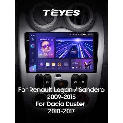 Штатна магнітола Teyes CC3 4+32 Gb Renault Logan 1 Sandero For Dacia Duster 2009-2017 9" 2k