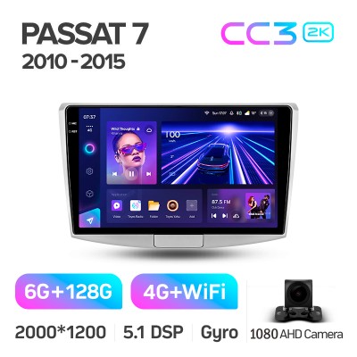 Штатна магнітола Teyes CC3 6+128 Gb Volkswagen Passat 7 B7 2010-2015 10" 2k
