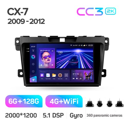 Штатна магнітола Teyes CC3 6+128 Gb з коловим оглядом 360° Mazda CX7 CX-7 CX 7 ER 2009-2012 9" 2k (L1)