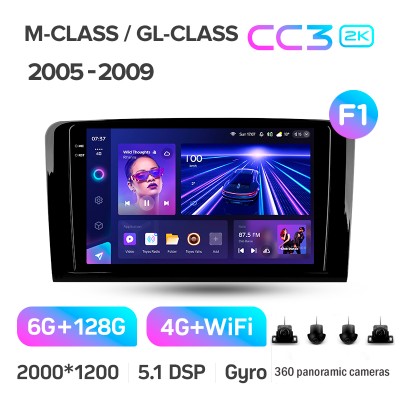 Штатна магнітола Teyes CC3 6+128 Gb з коловим оглядом 360° Mercedes Benz ML GL ML350 GL320 X164 2005-2009 (F1) 9" 2k