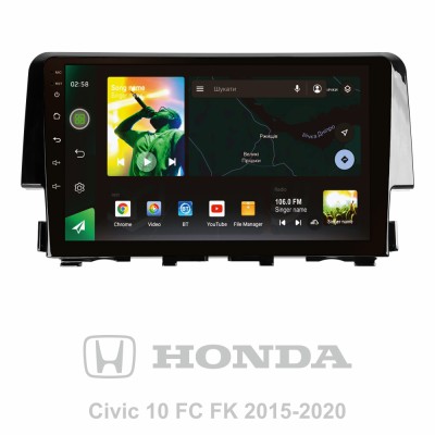 Штатна магнітола SIGMA X9464 ANDROID 10 4+64 Gb 4G DSP Honda Civic 10 FC FK 2015-2020 9"