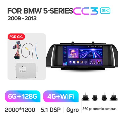Штатна магнітола Teyes CC3 6+128 Gb з коловим оглядом 360° BMW 5 Series F10 F11 CIC 2009-2013 9" 2k (L3)
