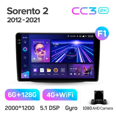 Штатна магнітола Teyes CC3 6+128 Gb Kia Sorento 2 II XM 2012 - 2021 (F1) 9" 2k