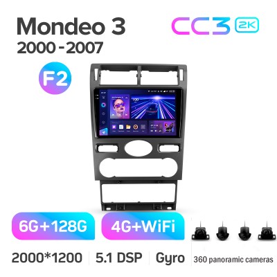 Штатна магнітола Teyes CC3 6+128 Gb з коловим оглядом 360° Ford Mondeo 3 2000-2007 (F2) 9" 2k
