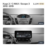 Штатна магнітола Teyes LUX ONE 6+128 Gb з коловим оглядом 360° Ford Kuga 2 C-MAX Escape 3 2012-2019 12.3" (L2)