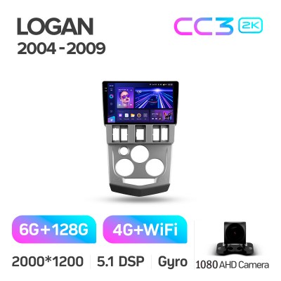 Штатна магнітола Teyes CC3 6+128 Gb Renault Logan 1 2004-2009 9" 2k
