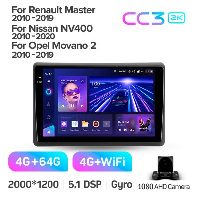 Штатна магнітола Teyes CC3 4+64 Gb Renault Master 2010-2019 For Nissan NV400 2010-2020 For Opel Movano 2 2010-2019 (F1) 10" 2k