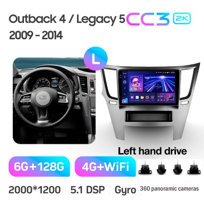 Штатна магнітола Teyes CC3 6+128 Gb з коловим оглядом 360° Subaru Outback 4 Legacy 5 2009-2014 9" 2k