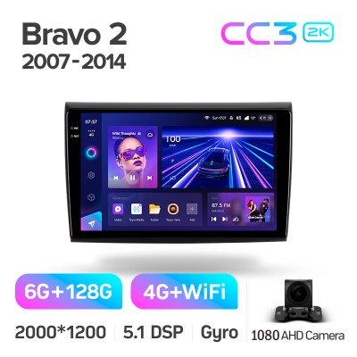 Штатна магнітола Teyes CC3 6+128 Gb Fiat Bravo 198 2 II 2007-2014 9" 2k (L1)